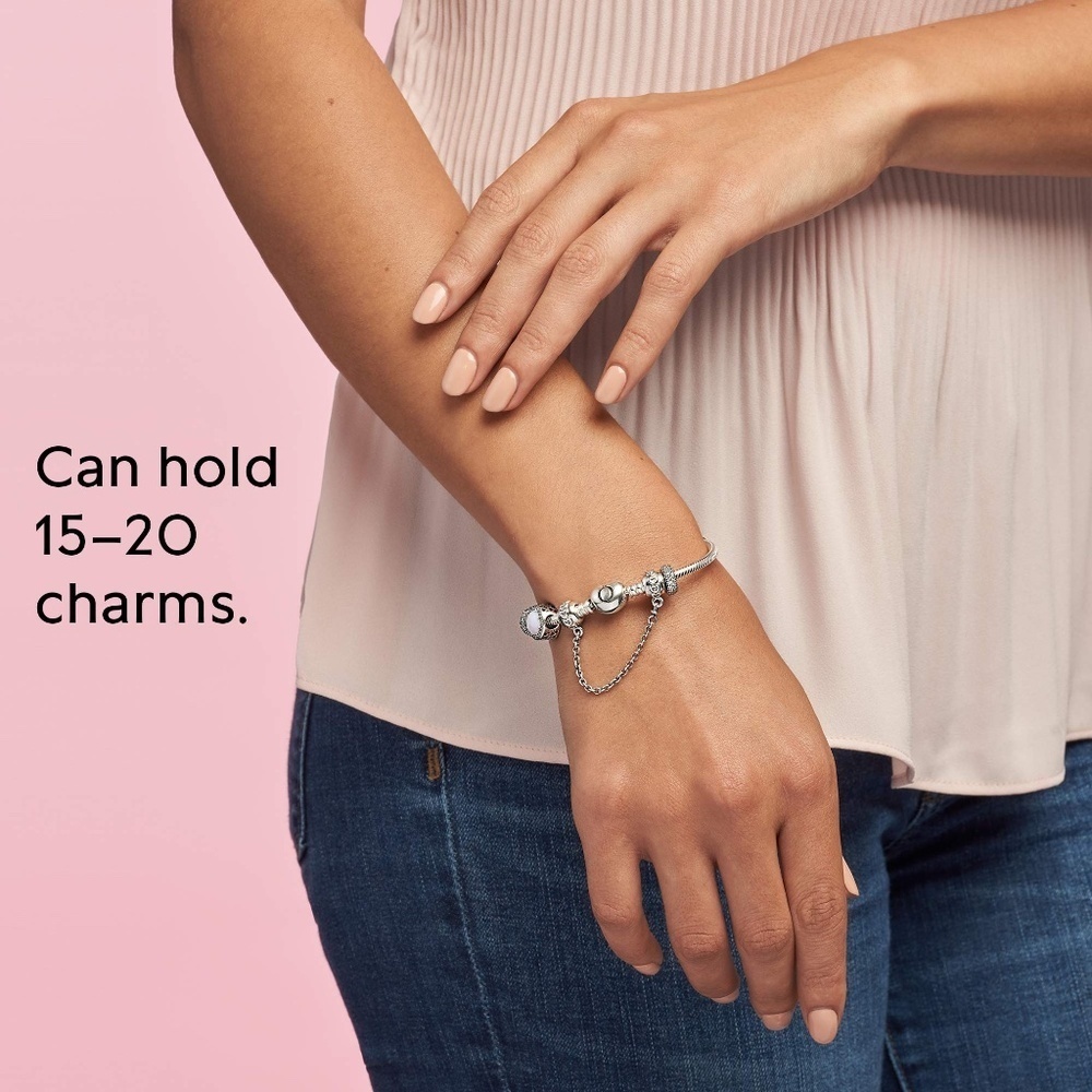 Authentic Pandora Moments Heart Clasp Snake Chain Bracelet 7.5" Valentine's Day - Picture 5 of 11